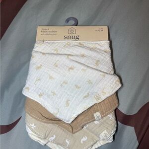 Snug Baby Bandana Bibs - Cream and Tan